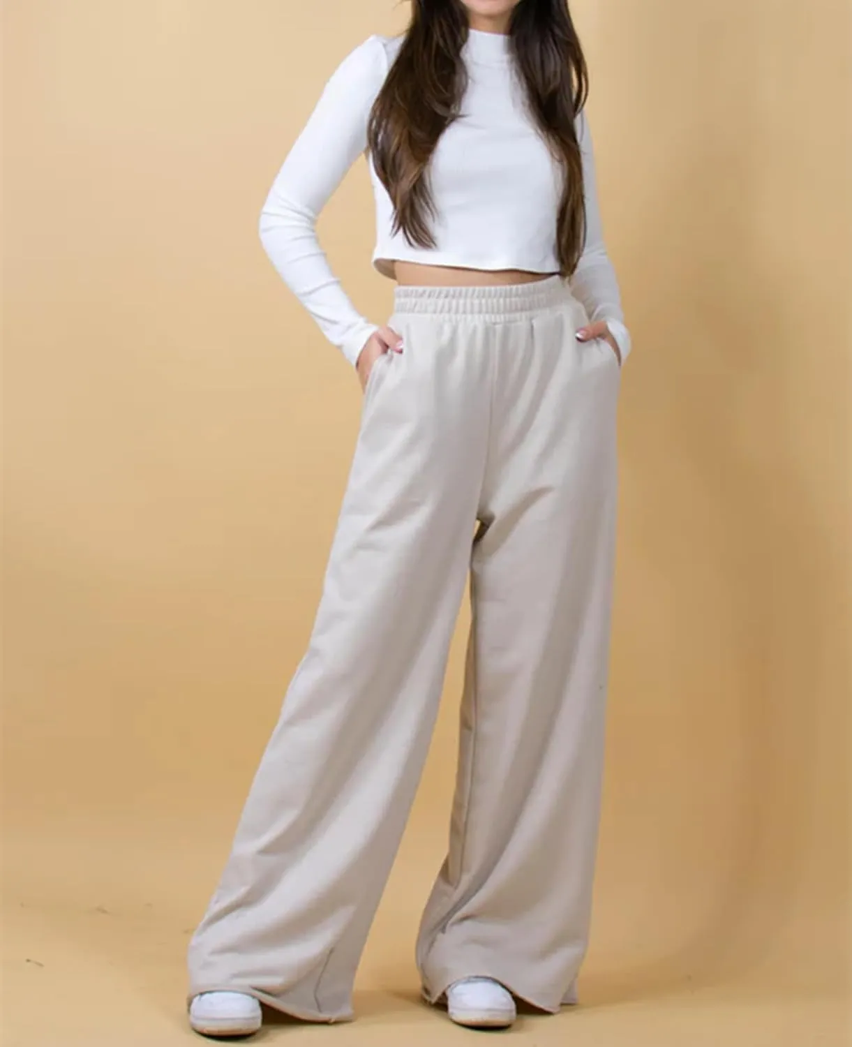 Winioder Wide Leg Sweatpants for Women Elastic High Waisted Baggy Sweat Pants Teen Girls Oversized Straight Leg Sweatpants