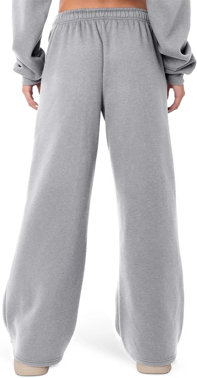 Winioder Wide Leg Sweatpants for Women Elastic High Waisted Baggy Sweat Pants Teen Girls Oversized Straight Leg Sweatpants