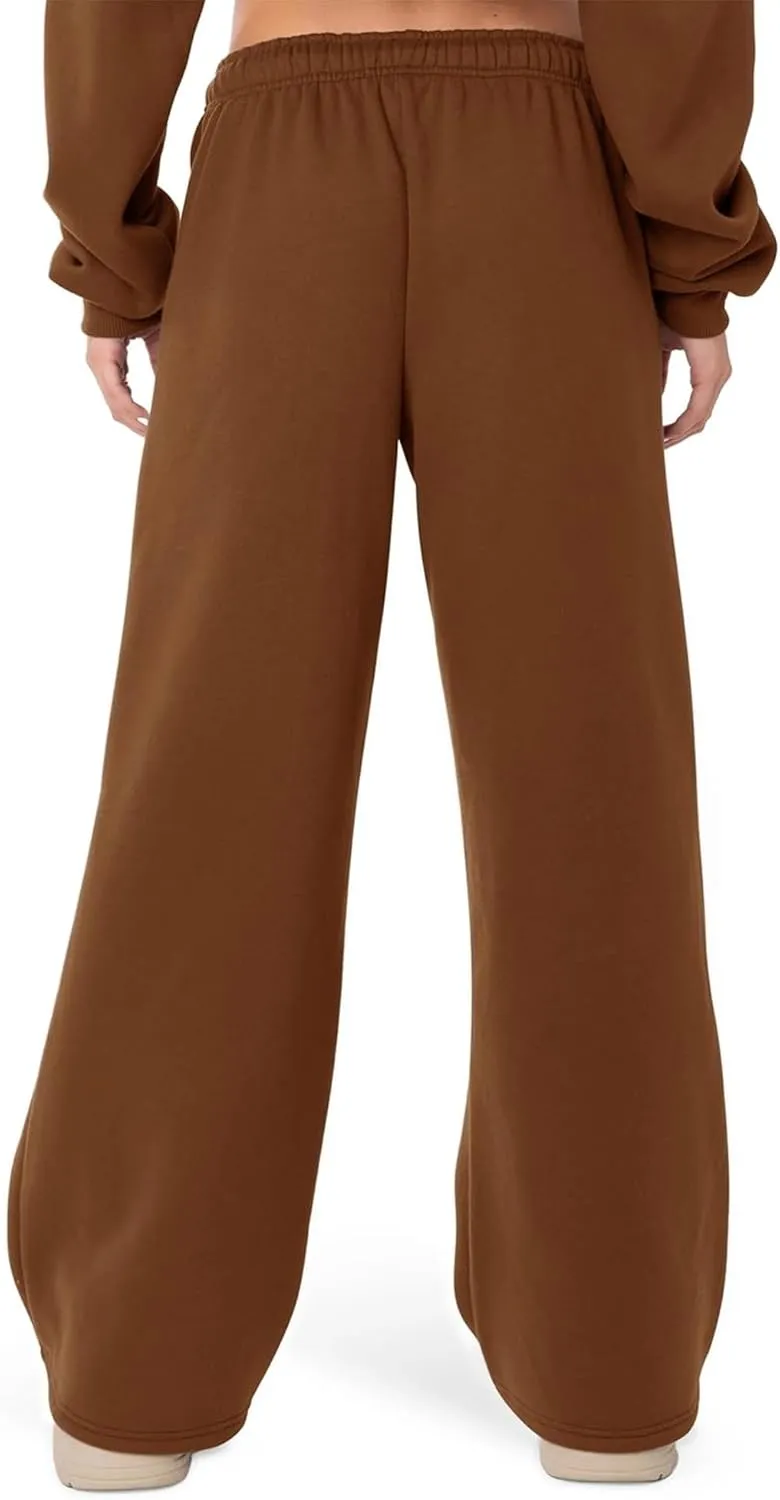 Winioder Wide Leg Sweatpants for Women Elastic High Waisted Baggy Sweat Pants Teen Girls Oversized Straight Leg Sweatpants