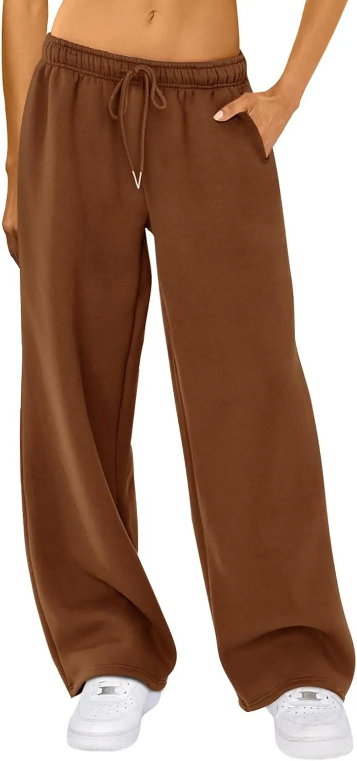 Winioder Wide Leg Sweatpants for Women Elastic High Waisted Baggy Sweat Pants Teen Girls Oversized Straight Leg Sweatpants
