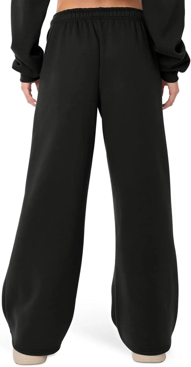 Winioder Wide Leg Sweatpants for Women Elastic High Waisted Baggy Sweat Pants Teen Girls Oversized Straight Leg Sweatpants