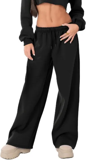 Winioder Wide Leg Sweatpants for Women Elastic High Waisted Baggy Sweat Pants Teen Girls Oversized Straight Leg Sweatpants