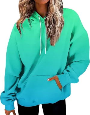 Women Casual Autumn Pullover Long Sleeve Plus Size Soft Hoodies Fashion Printed Sweatshirt with Pocket