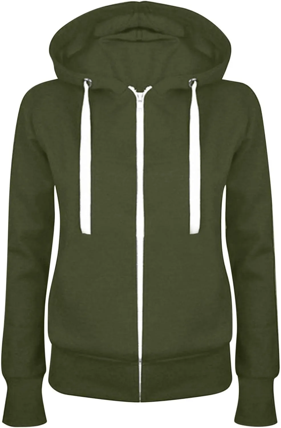 Women Full Zip Hooded Sweatshirts Casual Slim Zipper Fleece Hoodies Tops Fashion Fall Winter Sweater Coat