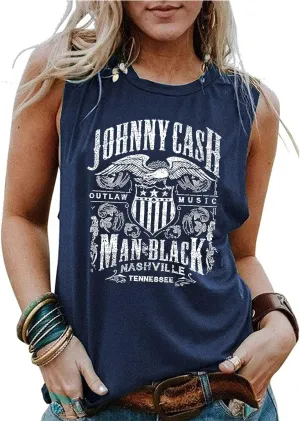 Women Funny Letter Print Country Music Tank Top Women Novelty Graphic Country Music Shirt Loose O Neck Sleeveless Vest