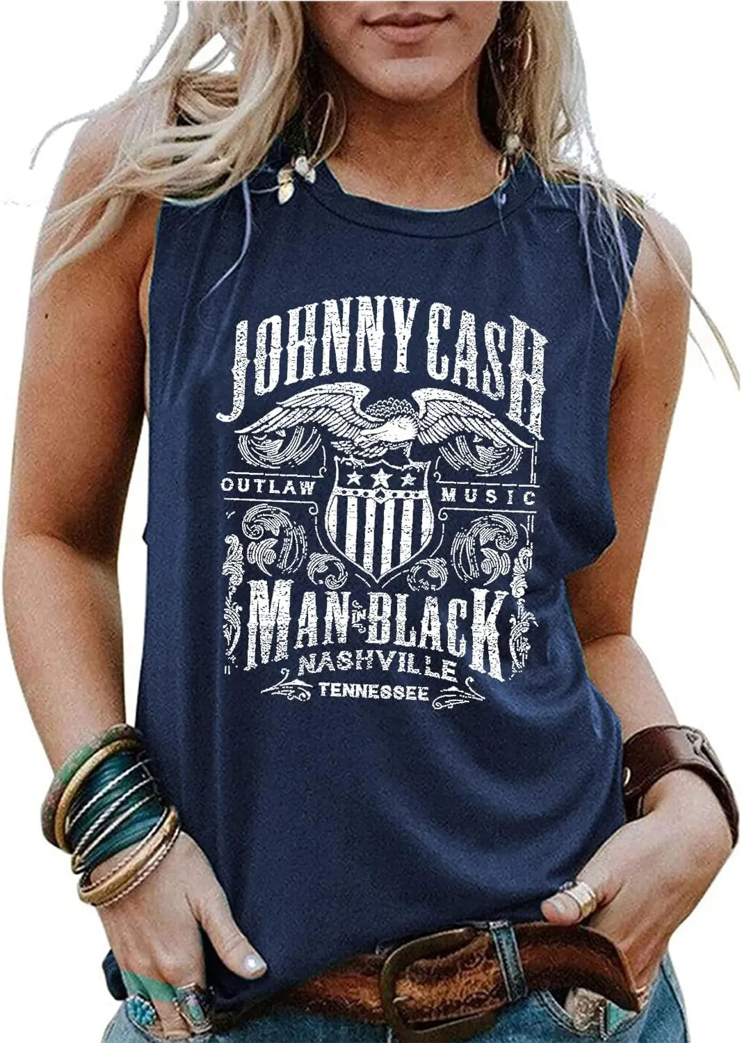 Women Funny Letter Print Country Music Tank Top Women Novelty Graphic Country Music Shirt Loose O Neck Sleeveless Vest