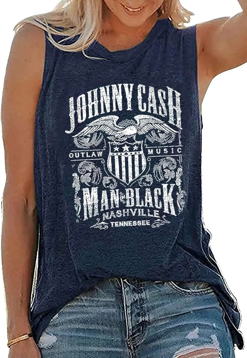 Women Funny Letter Print Country Music Tank Top Women Novelty Graphic Country Music Shirt Loose O Neck Sleeveless Vest