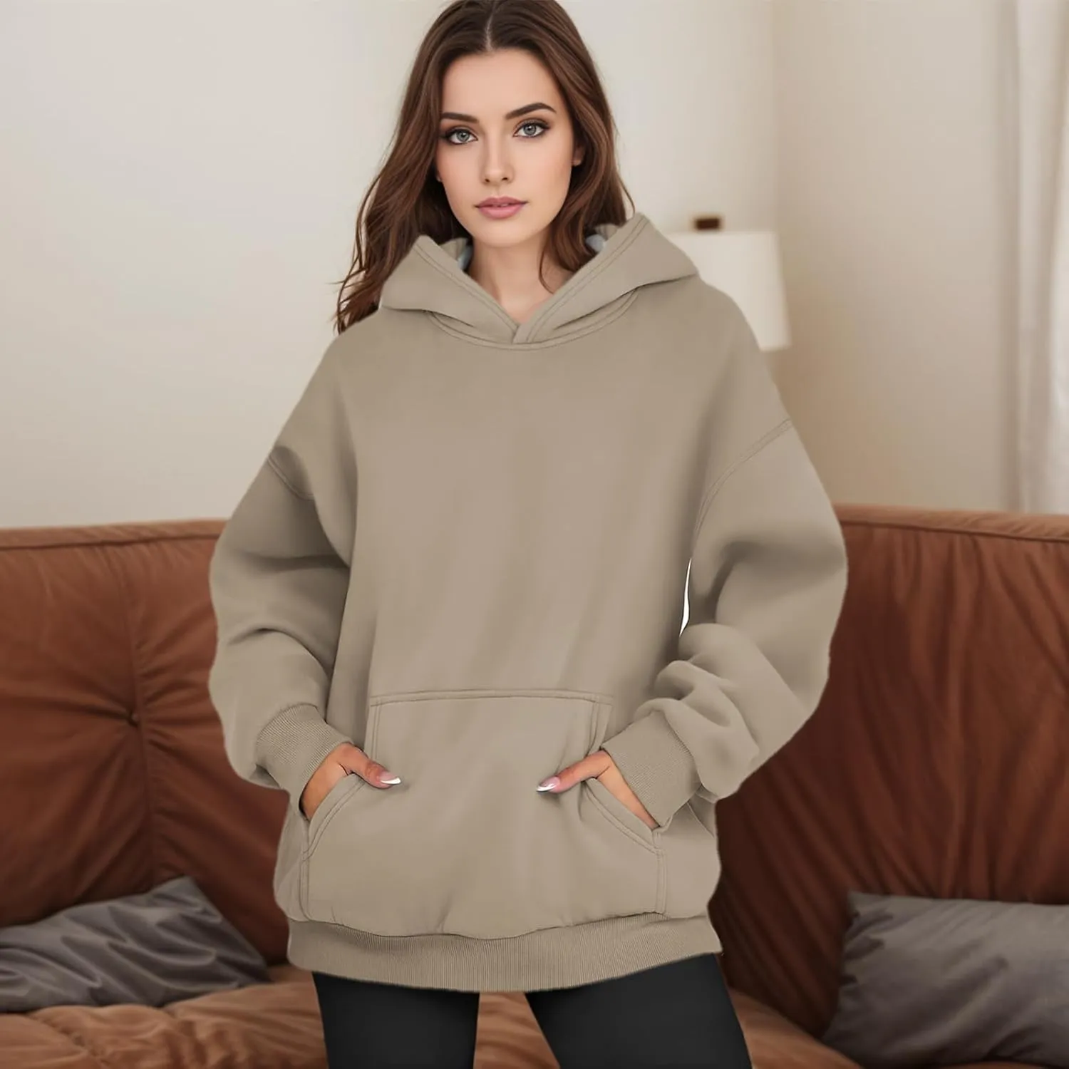 Women Oversized Hoodie Fleece Sweatshirts with Pockets Casual Loose Y2K Hoodie Long Sleeve Comfort Colors Sweatshirts