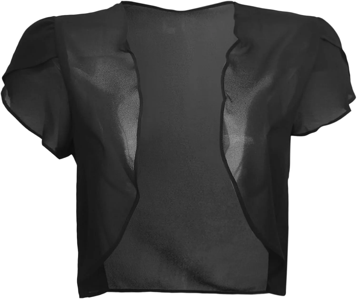 Women Short Sleeve Shrug Cropped Bolero Open Front Chiffon Cardigan