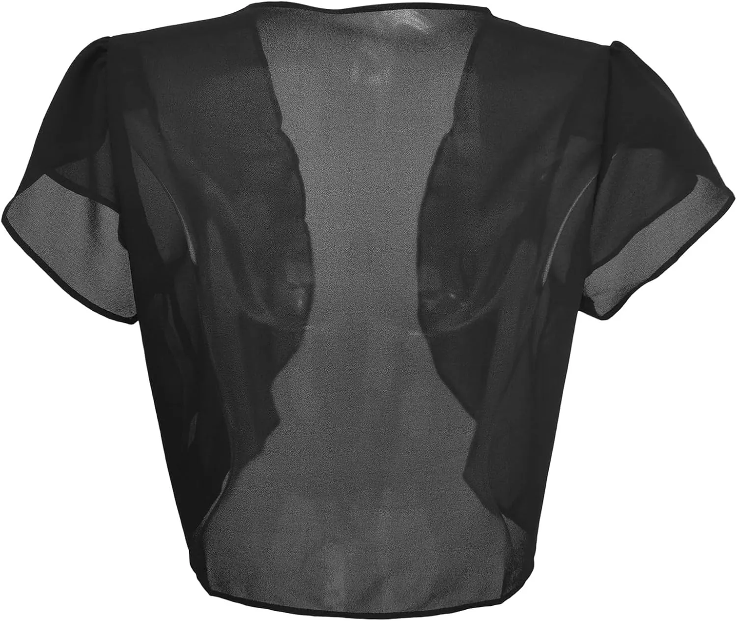 Women Short Sleeve Shrug Cropped Bolero Open Front Chiffon Cardigan