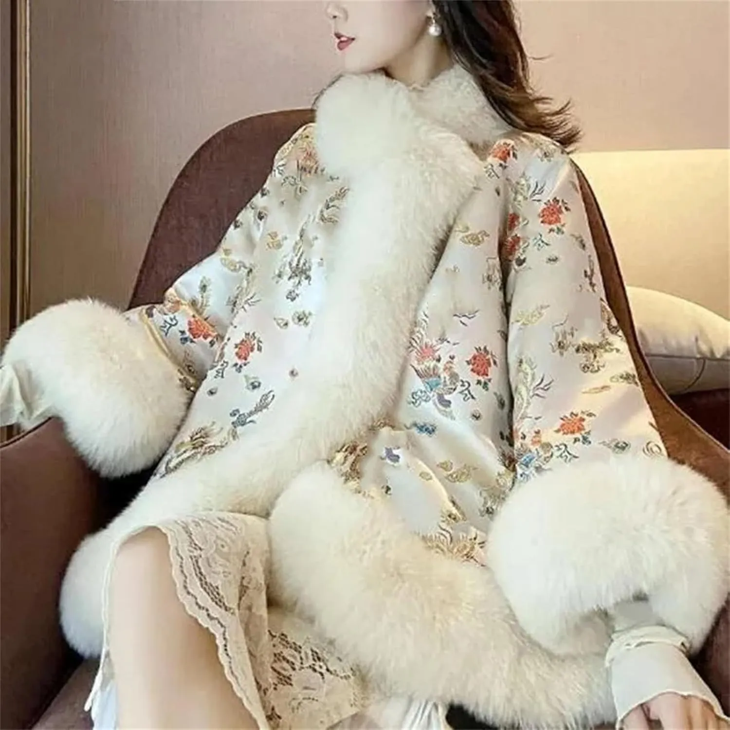 Women Thick Warm Single Breasted Faux Fur Outerwear Stylish Festival Casual Turn-Down Collar Jacket