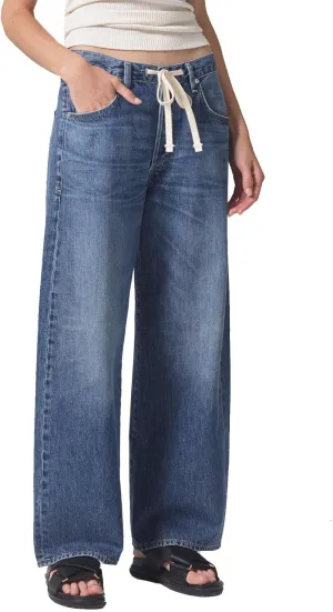 Women Wide Leg Jeans High Rise Drawstring Denim Pants Loose Boyfriend Baggy Trouser Jeans