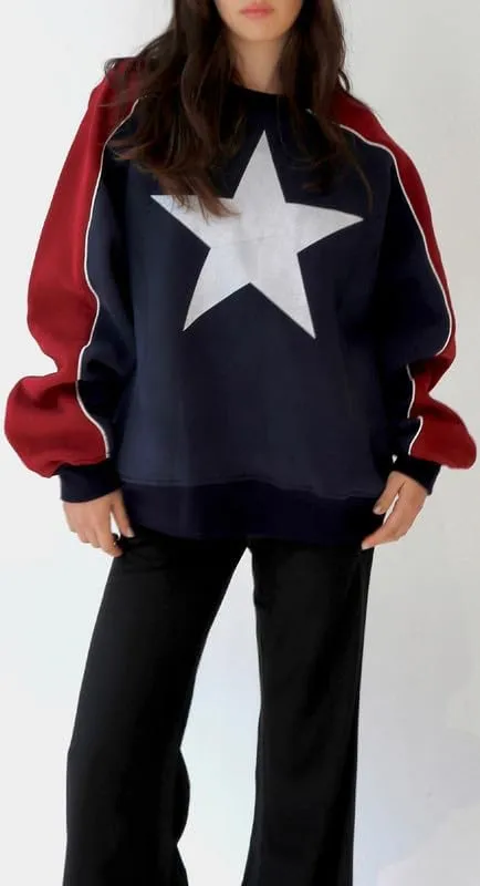 Women Y2k Graphic Print Oversized Sweatshirts Long Sleeve Crewneck Pullover Shirt Casual Fall Workout Top Clothes