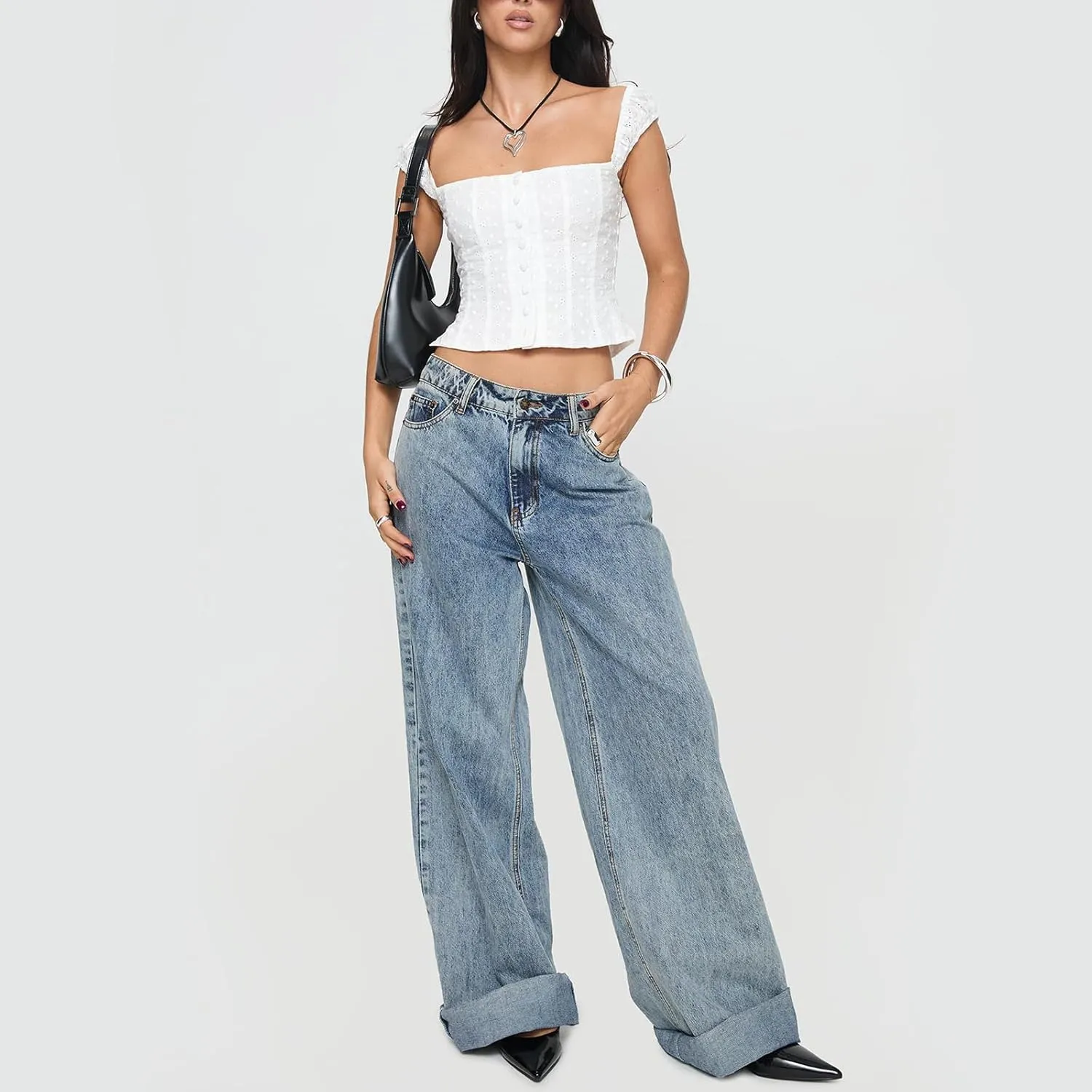 Women Y2k Sleeveless Crop Top Square Neck Ruffle Sleeveless Eyelet Slim Fit Ruched Vest Solid Basic Tees