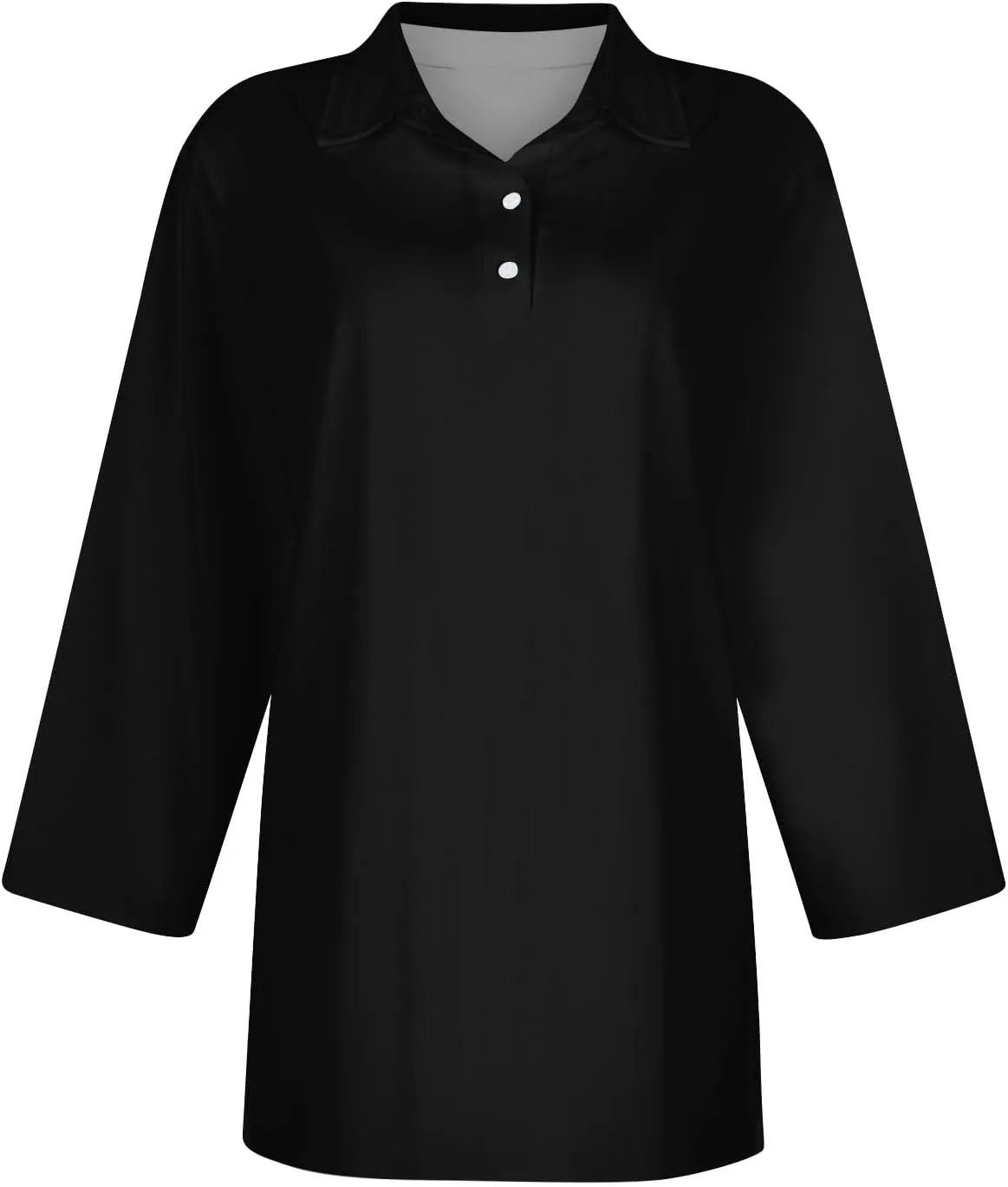 Womens 3/4 Sleeve Polo Shirts 2024 Fall Dressy Button Down Collared Blouses Solid Tunic Tops for Work Golf