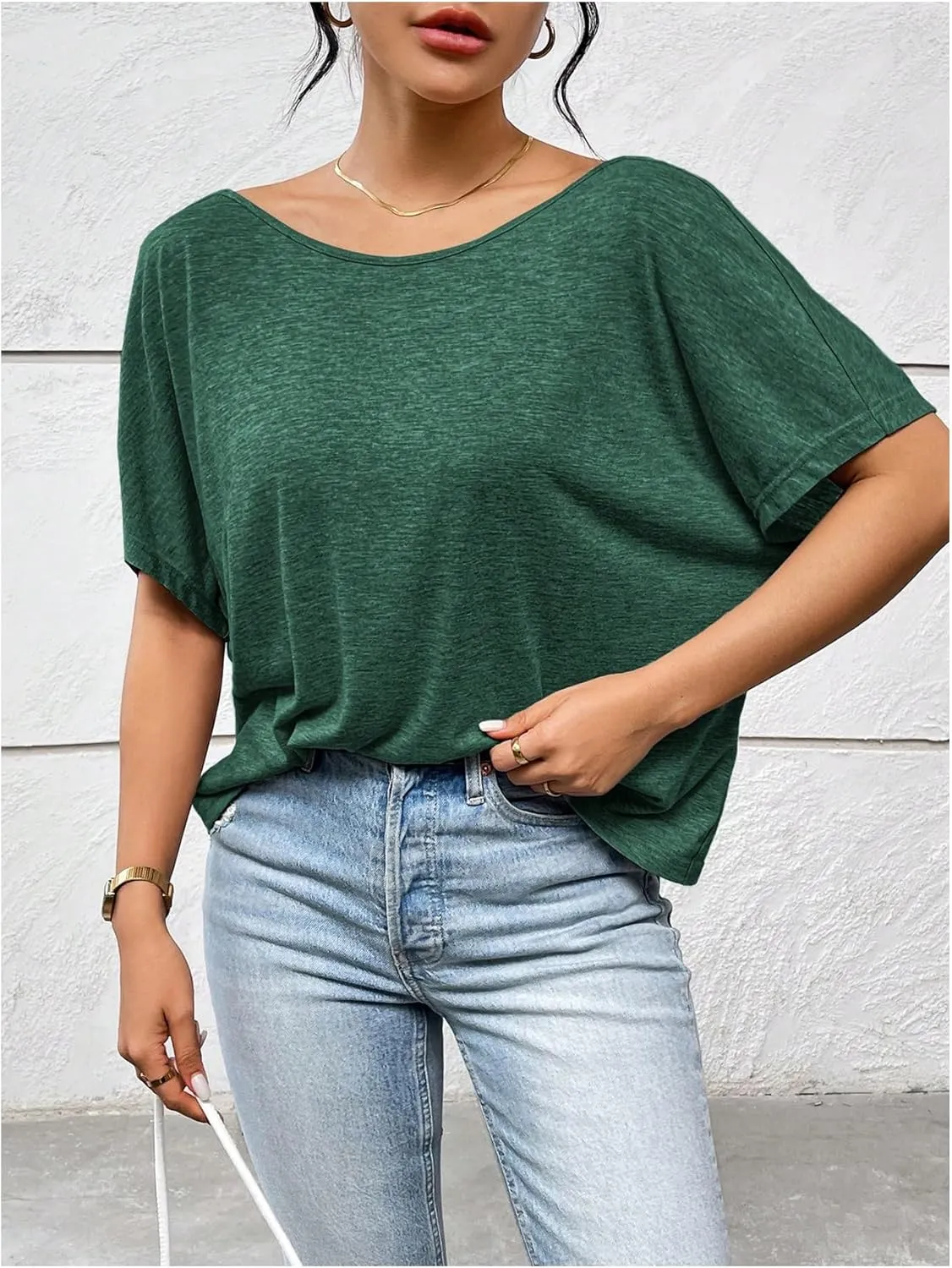 Women's Backless Twist Knot T Shirt Oversized Solid Short Sleeve Tees Open Back Asymmetrical Hem Casual Tops