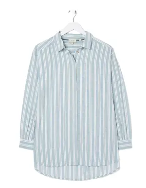 Women's Billie Stripe Longline Shirt in Blue Summer