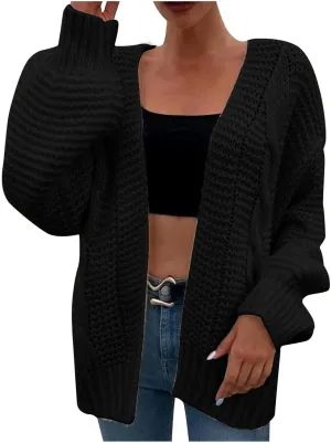 Womens Chunky Cardigan Sweater Oversized Lightweight Open Front Cardigan Casual Baggy Cable Knit Sweaters Fall Coats