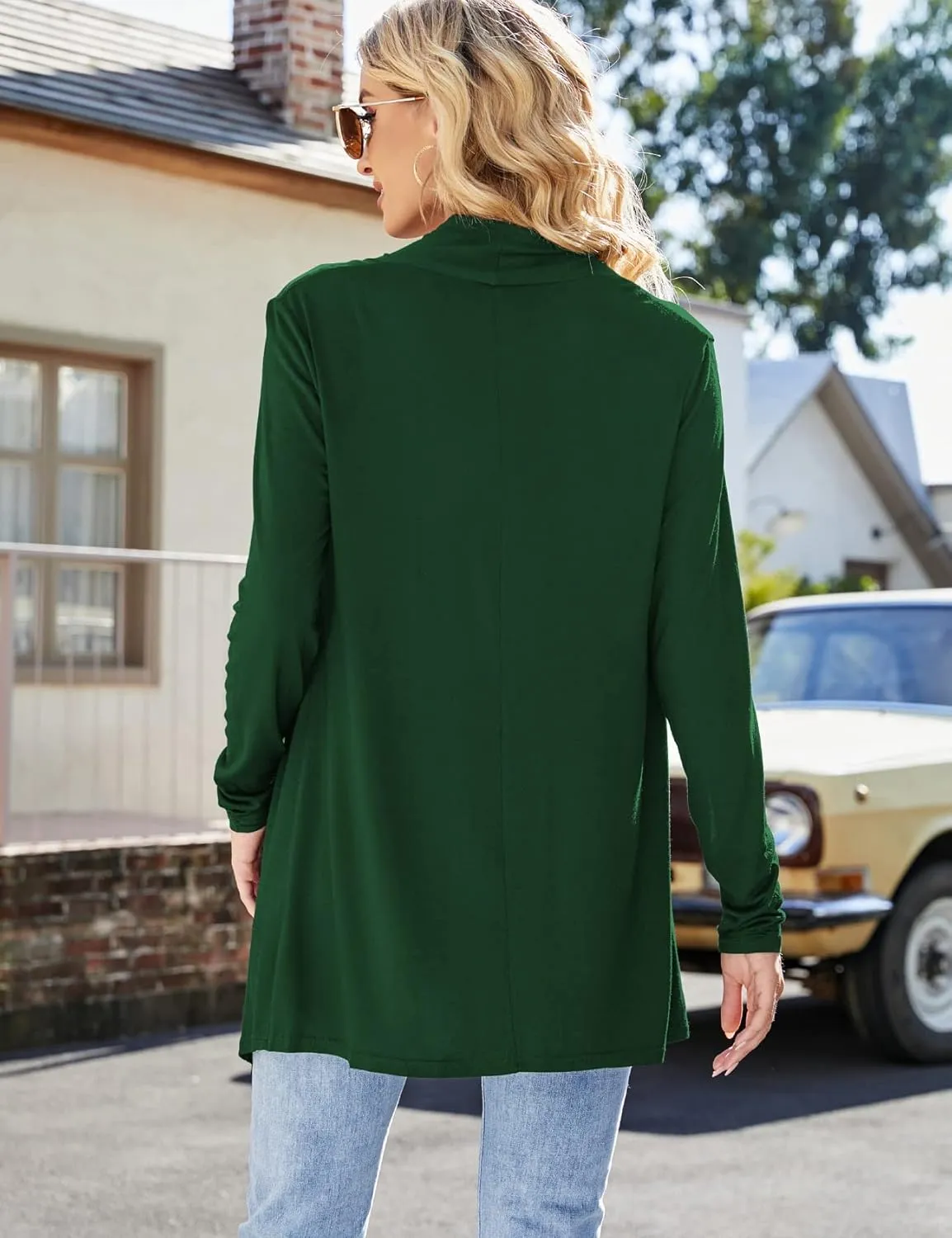 Women's Draped Front Open Cardigan Casual Long Sleeve Lightweight Cardigan Sweaters Duster