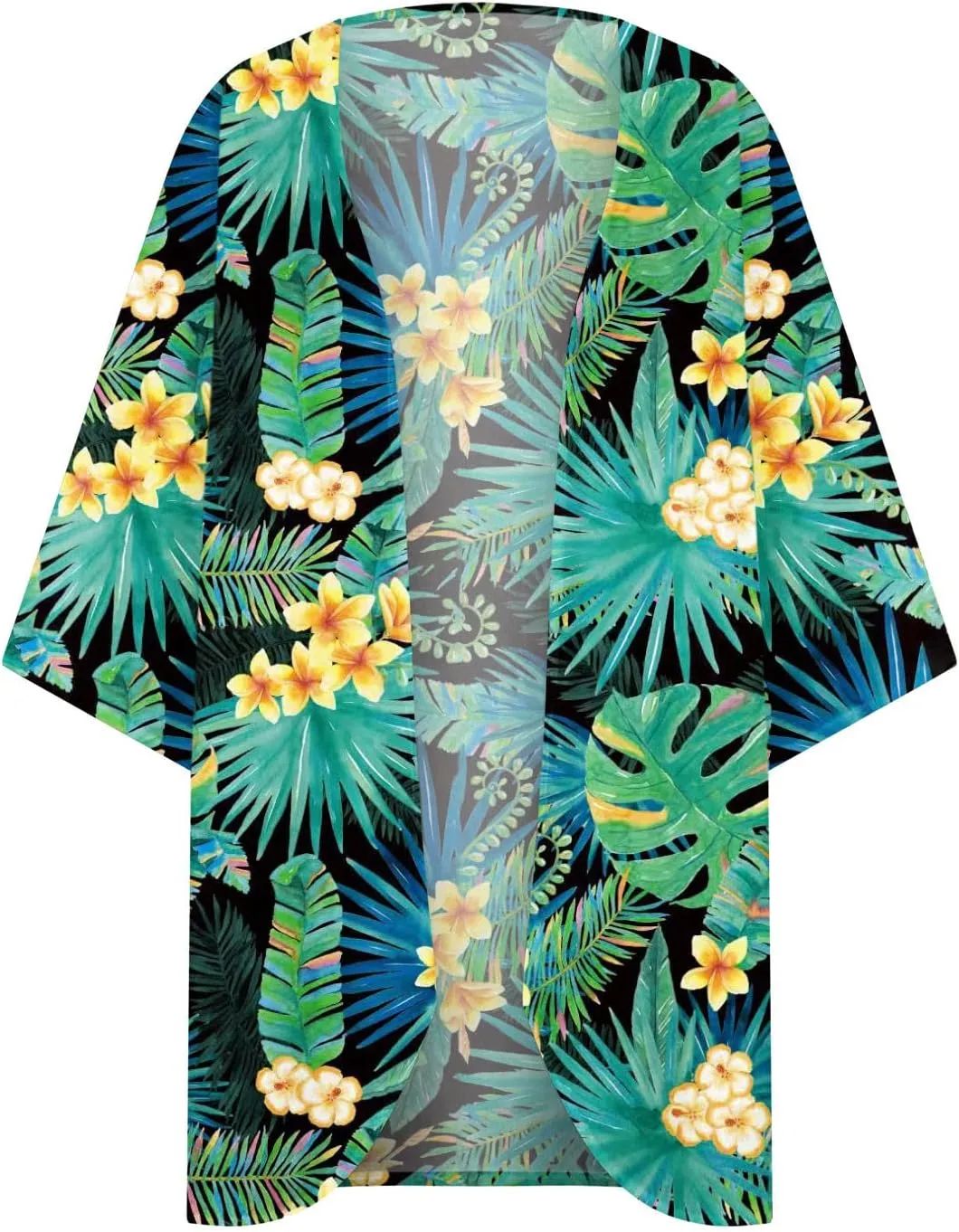 Women's Floral Print Puff Sleeve Kimono Cardigan Loose Cover Ups Casual Tops 2025 Trendy Lightweight Resort Wear