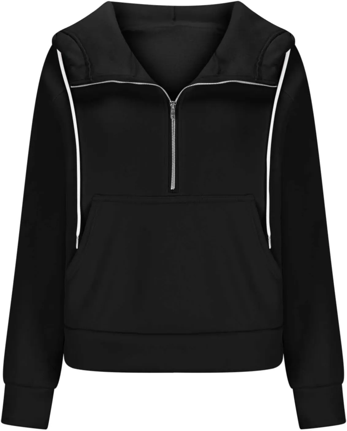 Womens Half Zip Up Hoodies Trendy Cropped Long Sleeve Loose Hooded Pullover Sweatshirt Fall y2k Outfits Clothes