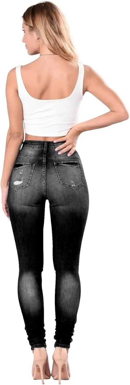 Women's High Waisted Jeans for Women Distressed Stretch Jeans for Women Ripped Butt Lift Jeans Denim Pants