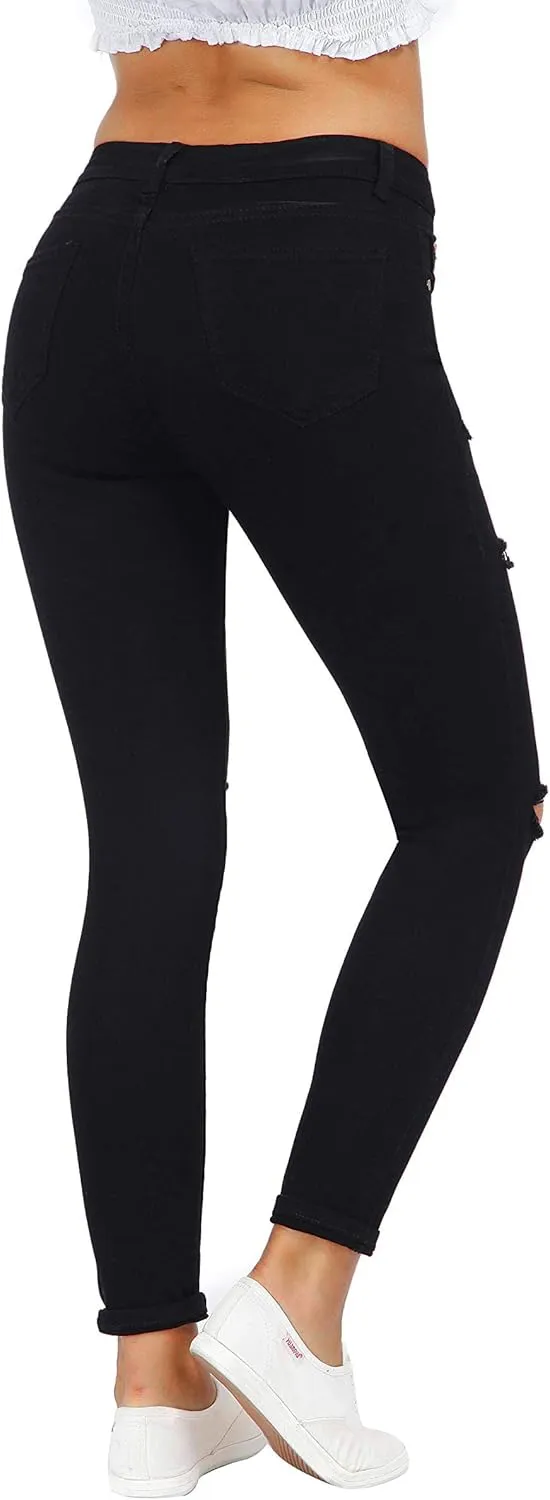 Women's High Waisted Jeans for Women Distressed Stretch Jeans for Women Ripped Butt Lift Jeans Denim Pants