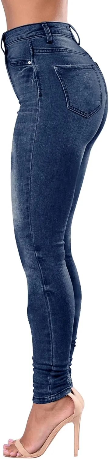 Women's High Waisted Jeans for Women Distressed Stretch Jeans for Women Ripped Butt Lift Jeans Denim Pants