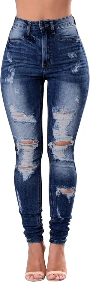Women's High Waisted Jeans for Women Distressed Stretch Jeans for Women Ripped Butt Lift Jeans Denim Pants