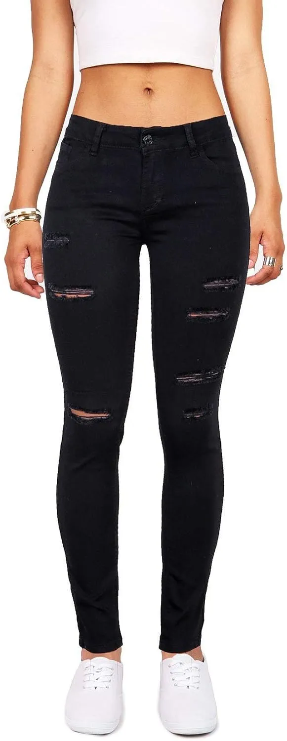 Women's High Waisted Jeans for Women Distressed Stretch Jeans for Women Ripped Butt Lift Jeans Denim Pants