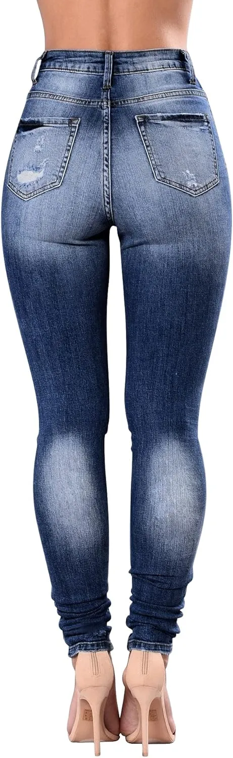 Women's High Waisted Jeans for Women Distressed Stretch Jeans for Women Ripped Butt Lift Jeans Denim Pants