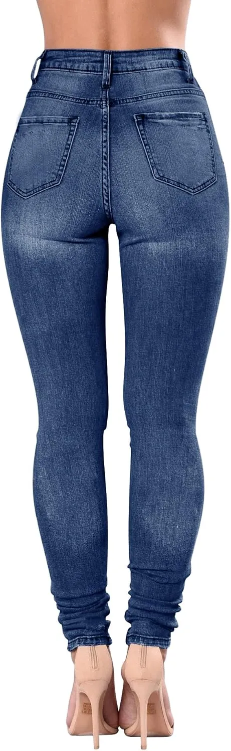 Women's High Waisted Jeans for Women Distressed Stretch Jeans for Women Ripped Butt Lift Jeans Denim Pants