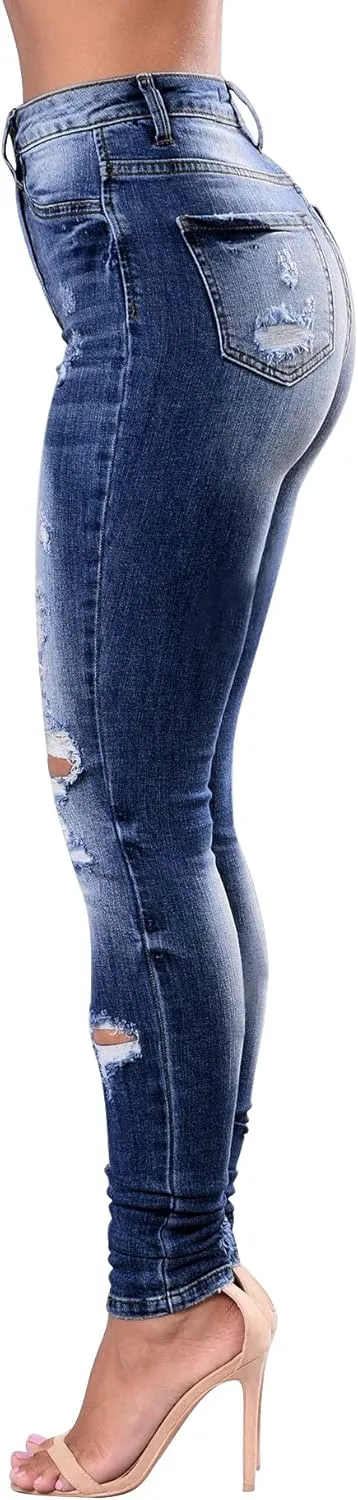 Women's High Waisted Jeans for Women Distressed Stretch Jeans for Women Ripped Butt Lift Jeans Denim Pants