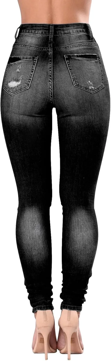 Women's High Waisted Jeans for Women Distressed Stretch Jeans for Women Ripped Butt Lift Jeans Denim Pants