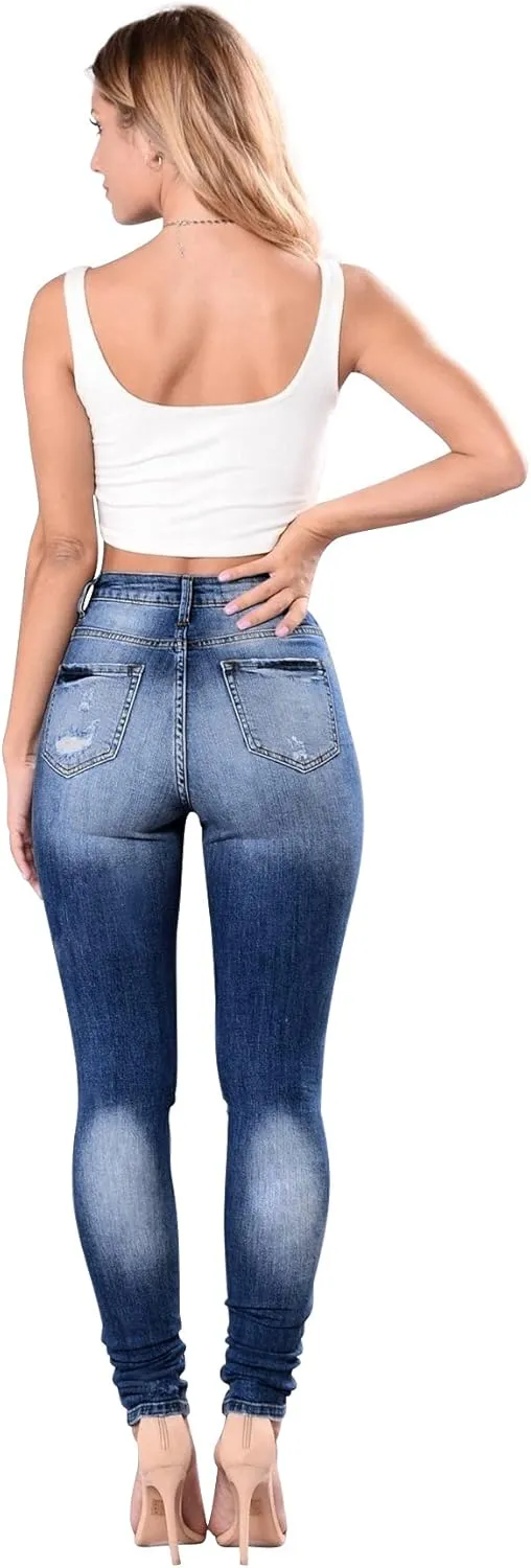 Women's High Waisted Jeans for Women Distressed Stretch Jeans for Women Ripped Butt Lift Jeans Denim Pants