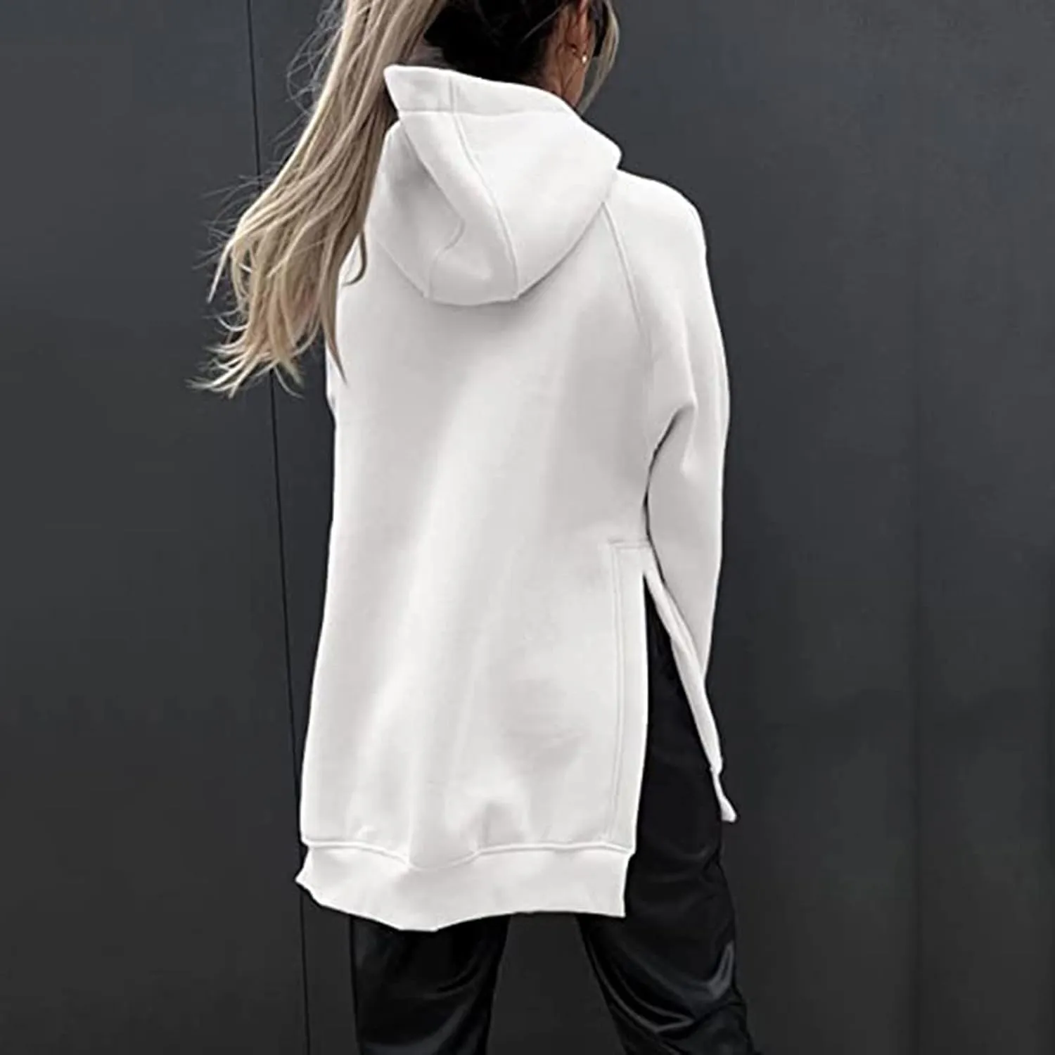 Womens Hoodies Oversized Soild Long Sleeve Pullover Hooded Sweatshirt Casual Loose Outfits 2024 Fall Clothes