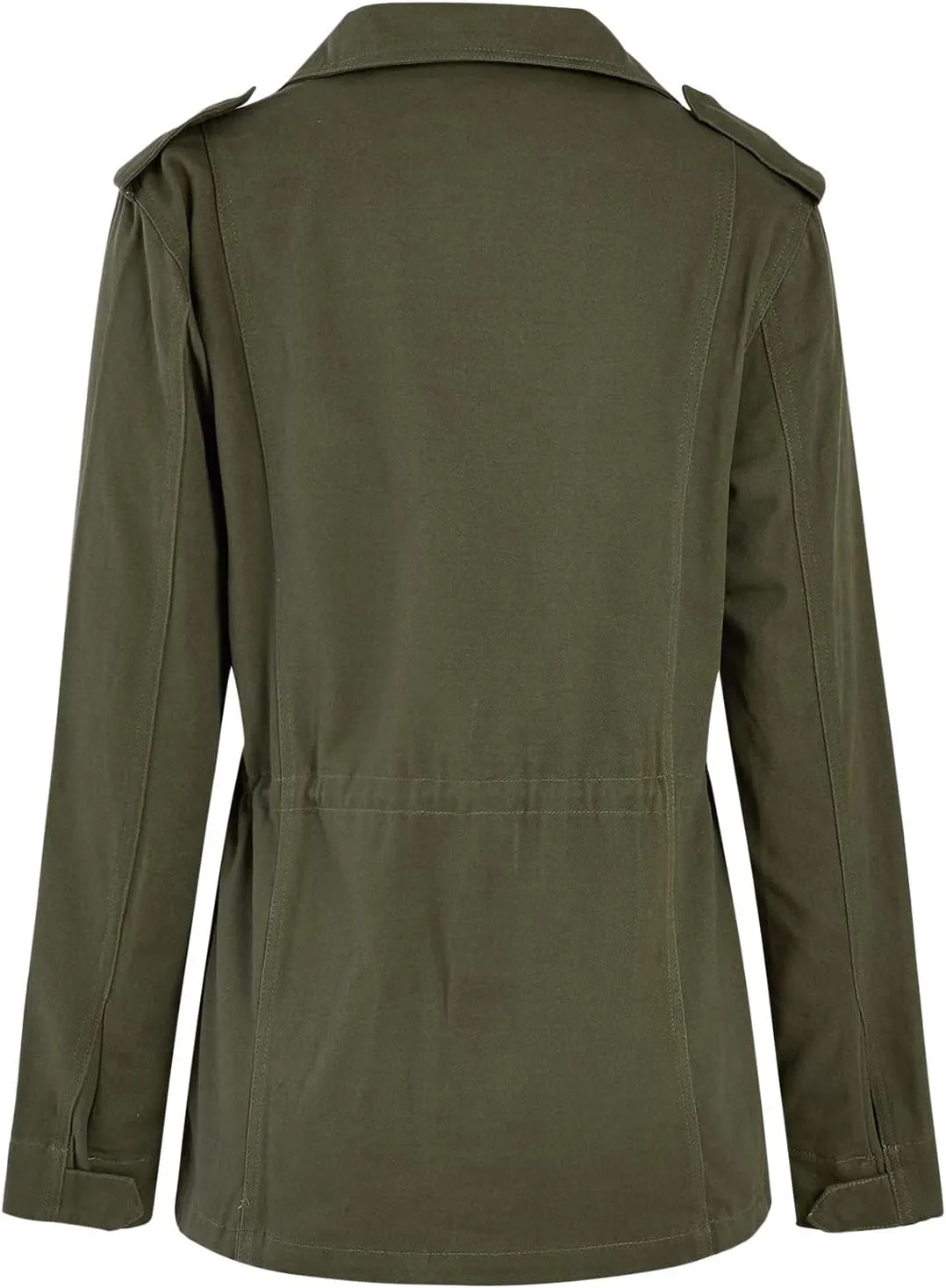 Women's Jacket Utility Lightweight Military Zip Up Hooded Coat Casual Drawstring Long Sleeve Outwear with Pockets