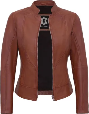 Womens Leather Jackets - Real Lambskin Stylish Motorcycle Leather Coat Women