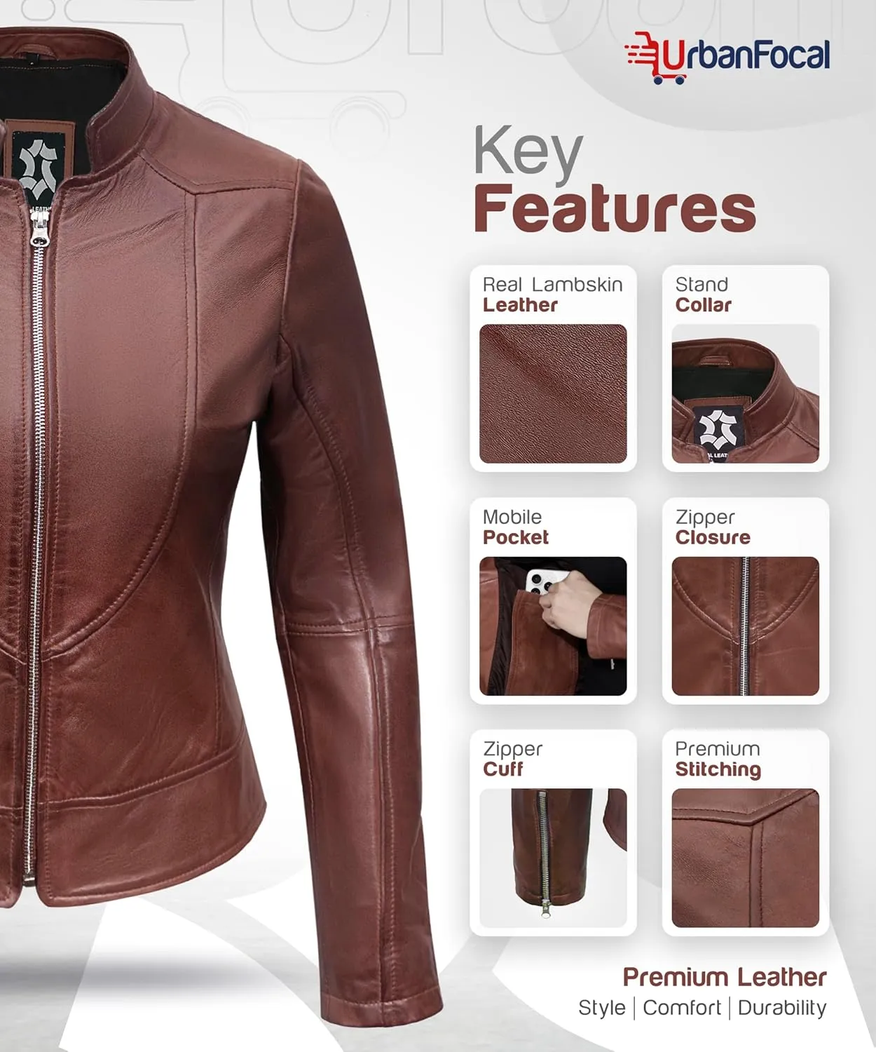 Womens Leather Jackets - Real Lambskin Stylish Motorcycle Leather Coat Women