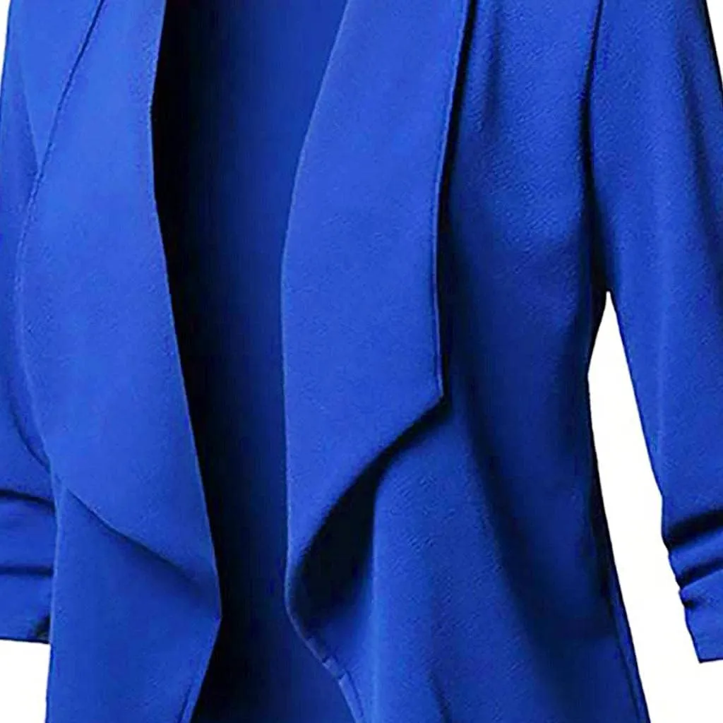 Womens Long Sleeve Crop Blazer Open Front Cardigan Autumn Stylish Solid Business Jacket Coat for Business woman