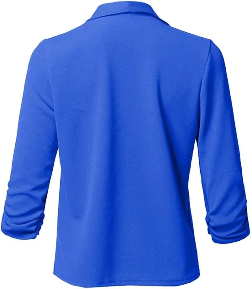 Womens Long Sleeve Crop Blazer Open Front Cardigan Autumn Stylish Solid Business Jacket Coat for Business woman