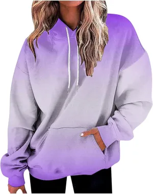 Womens Neon Print Oversized Hoodies 2024 Fall Fashion Drastring Long Sleeve Pullover Sweatshirt with Pocket