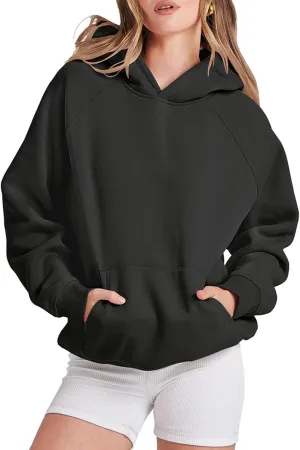 Women's Oversized Hoodie Long Sleeve Pullover Sweater Ribbed Knit Sweatshirt with Pockets 2024 Fall Fashion Outfits