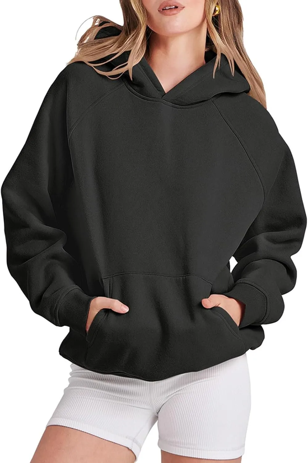 Women's Oversized Hoodie Long Sleeve Pullover Sweater Ribbed Knit Sweatshirt with Pockets 2024 Fall Fashion Outfits