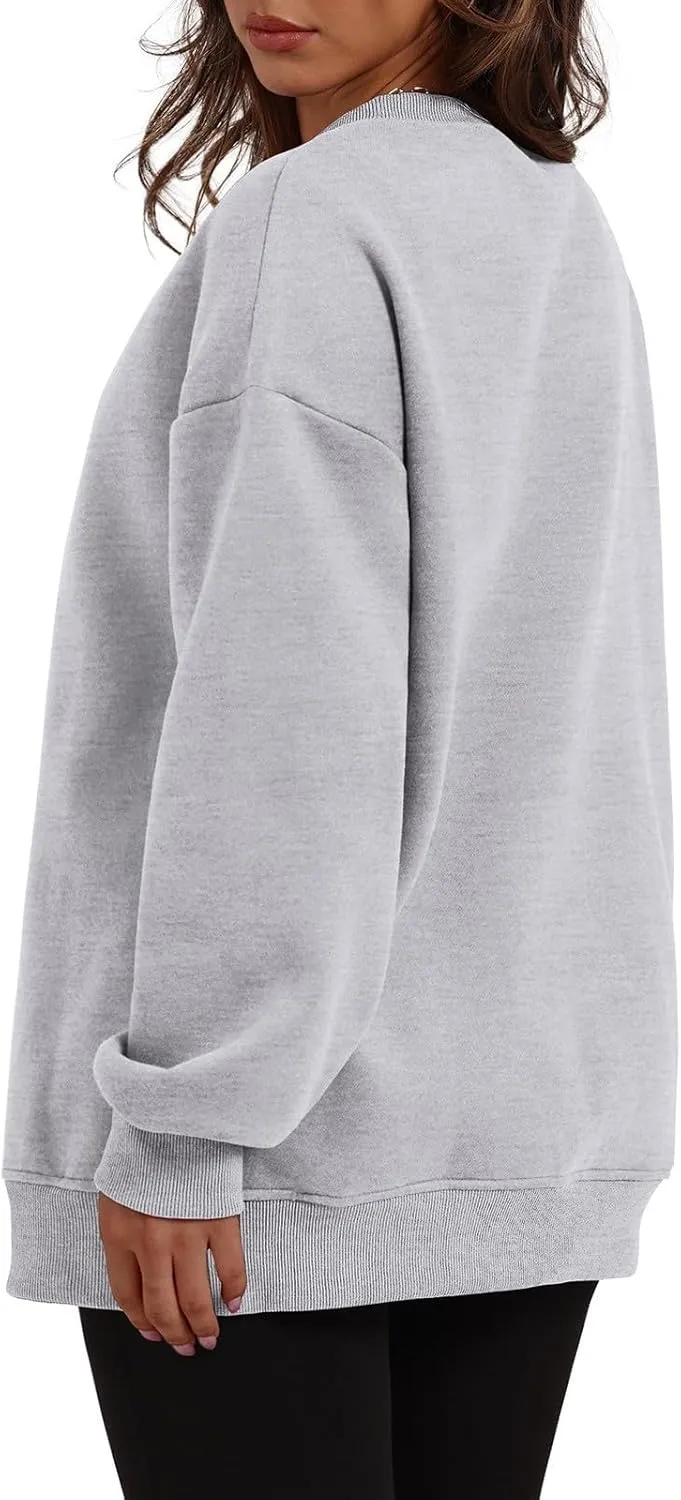 Womens Oversized Sweatshirts Side Slit Crewneck Long Sleeve Tops Loose Pullover 2024 Fall Women Extra