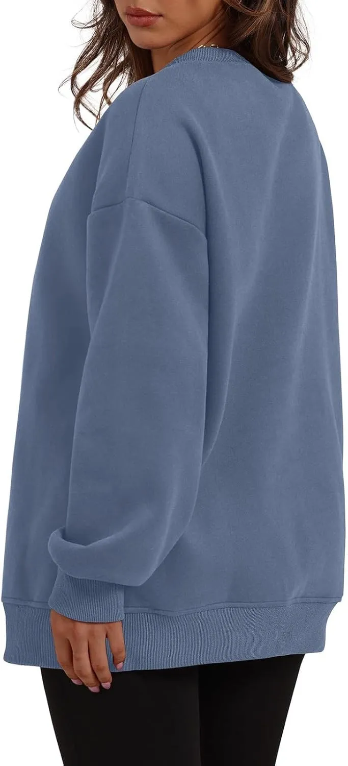 Womens Oversized Sweatshirts Side Slit Crewneck Long Sleeve Tops Loose Pullover 2025 Fall Women Extra