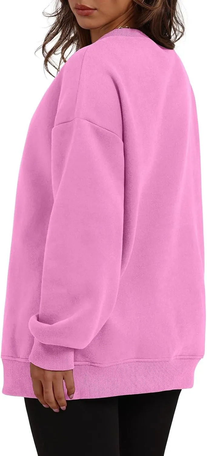 Womens Oversized Sweatshirts Side Slit Crewneck Long Sleeve Tops Loose Pullover 2025 Fall Women Extra