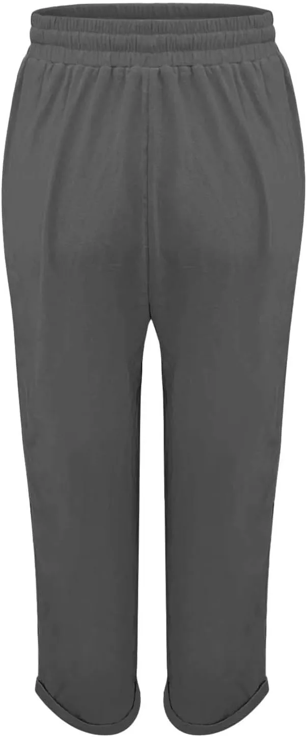 Womens Pajama Pants Cotton Palazzo Pants Wide Leg Long Pant Trousers with Pocket Lightweight Elastic Waist Pant