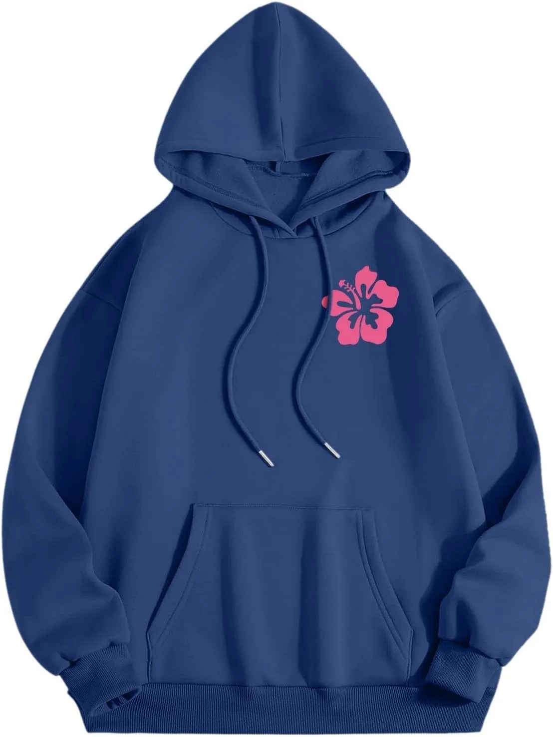 Women's Plain Basics Hoodies Oversized Brushed Letters Loose Fit Hooded Sweatshirts Long Sleeves Pockets