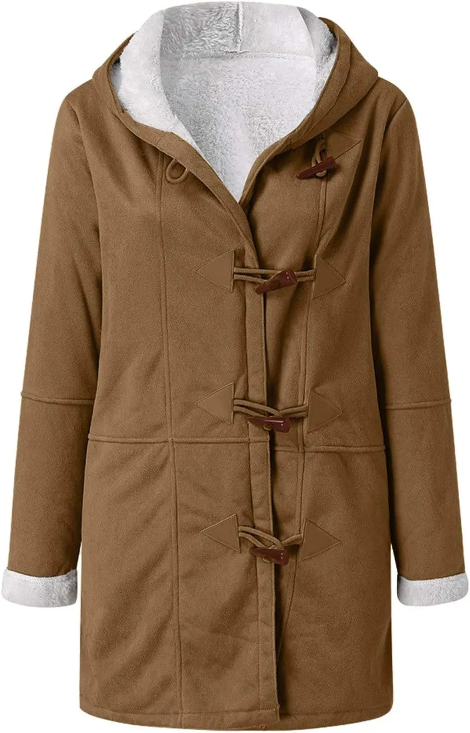 Womens Plus Size Winter Coats 2024, Warm Sherpa Fleece Lined Jackets, Hooded Parka Faux Suede Pea Coat, Long Cozy Outerwear